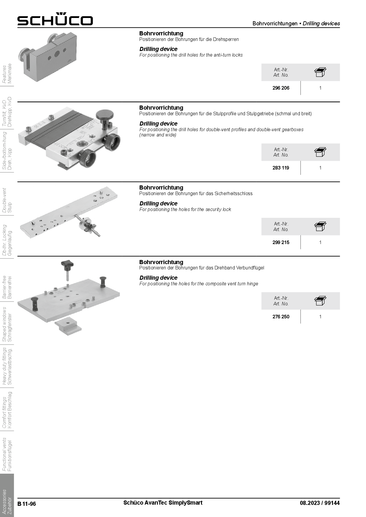 Schüco 296206 Bohrvorrichtung Drehsperre