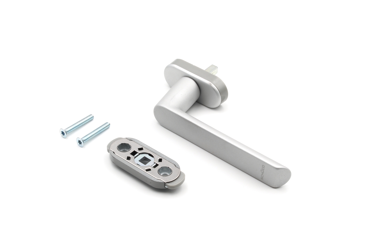 Schüco 269700 Fenstergriff Designlinie mit Kindersicherung Aluminium, C0 silber