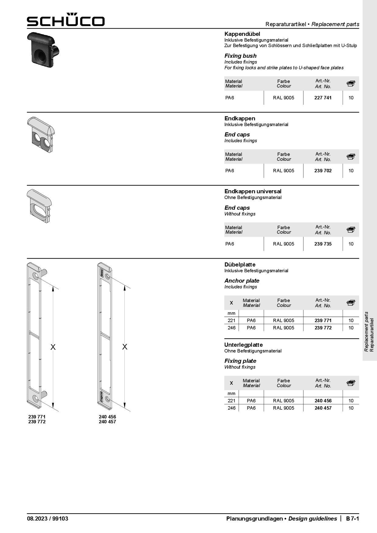 Schüco Reparaturartikel Endkappe universal 239735