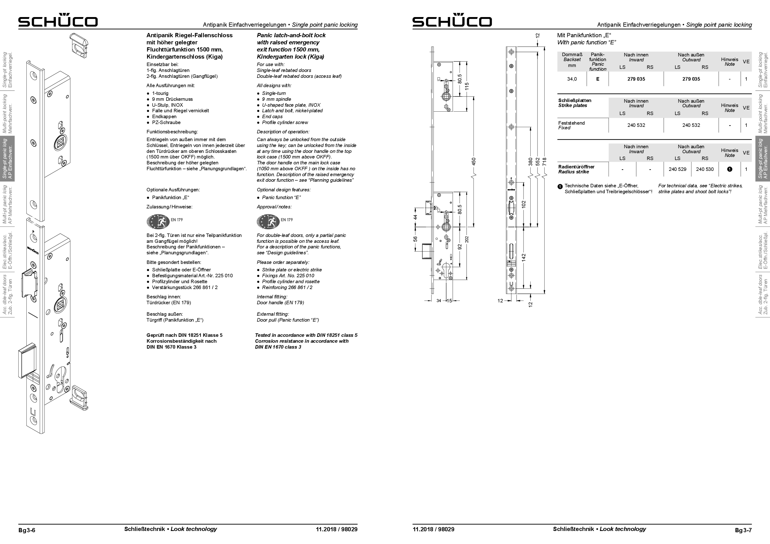Schueco_Katalog_279035_240532_240529_240530 Schüco 279035 Antipanik Riegel-Fallenschloss (Kindergartenschloss), Funktion E