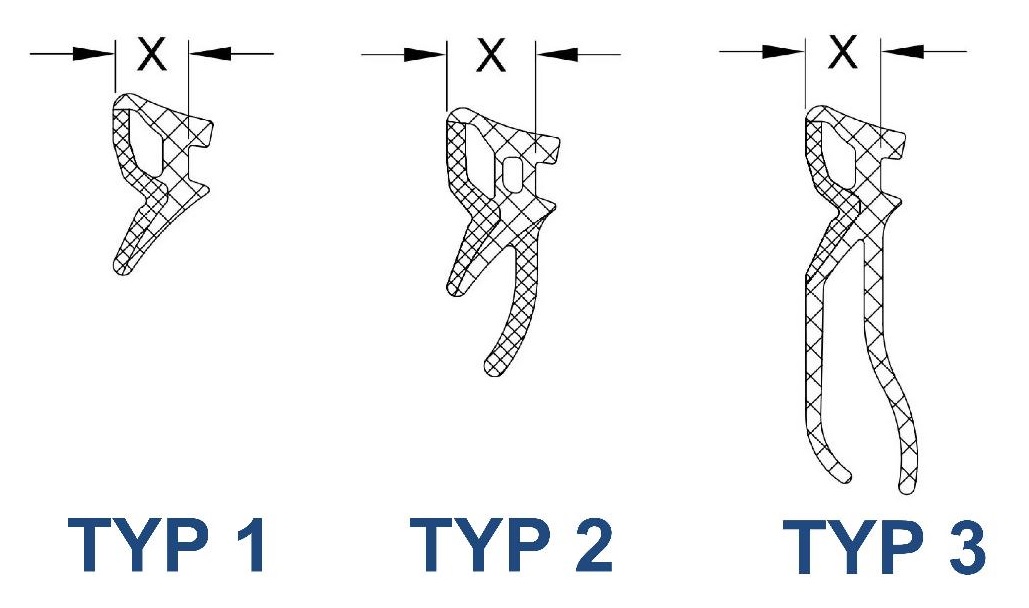 Schüco 284824 / 284825 / 284826 Glasdichtung innen TYP 1, verschiedene Tiefen - 10 Meter/VE