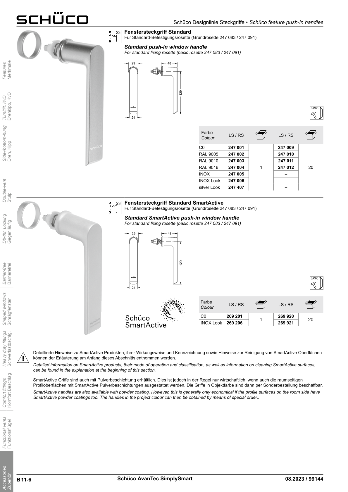 Schüco 247005 Fenstergriff, Edelstahl (Vorgängerartikel 234615)