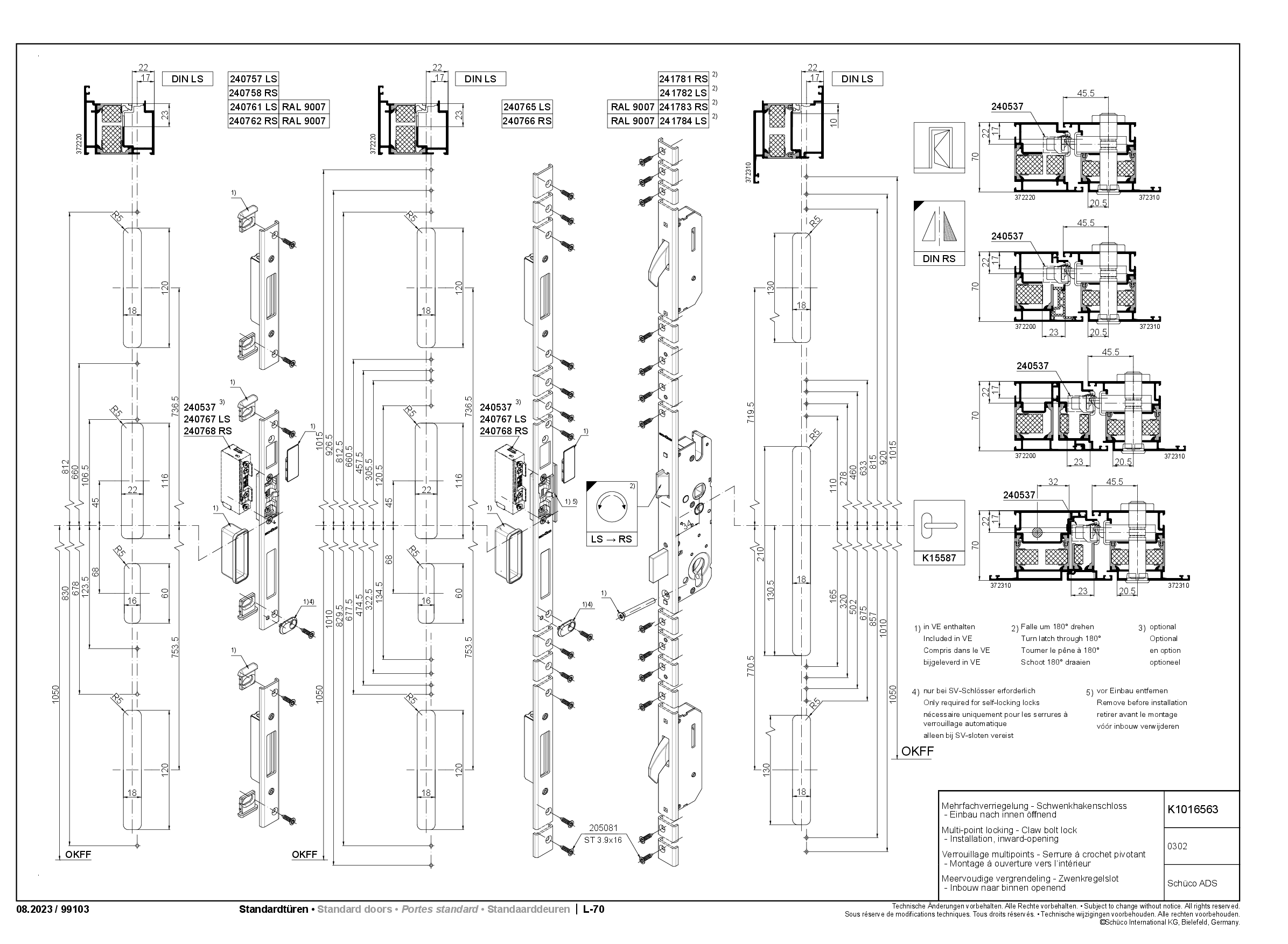 Schüco 240537 Radientüröffner für Schwenkhaken-Schloss (Vorgängerartikel 239527 + 239528)