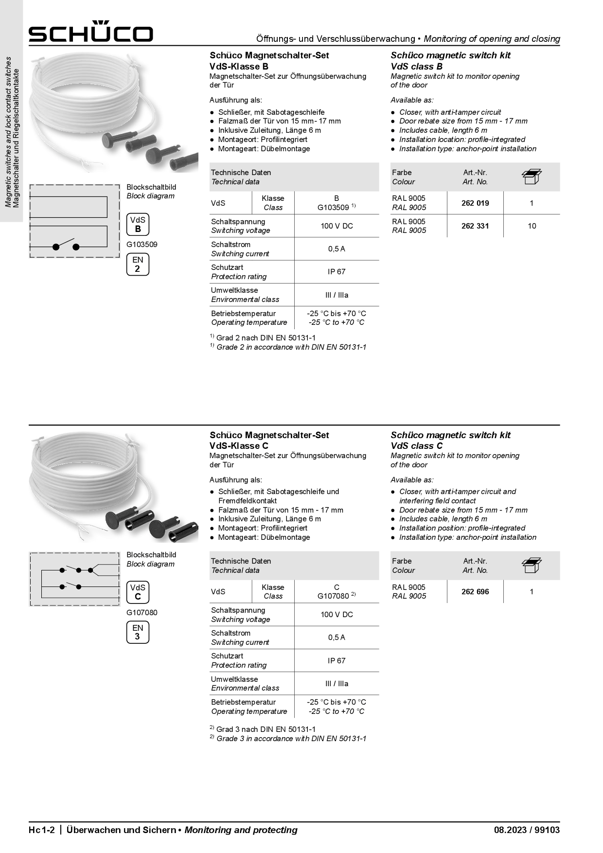 Schüco 262696 Magnetschalter-Set, VdS-Klasse C (Vorgängerartikel 262273) Schüco 262696 Magnetschalter-Set, VdS-Klasse C (Vorgängerartikel 262273)