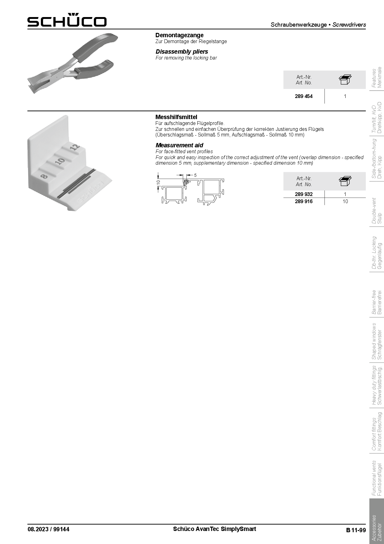 Schüco 289454 Riegelstangen-Demontagezange