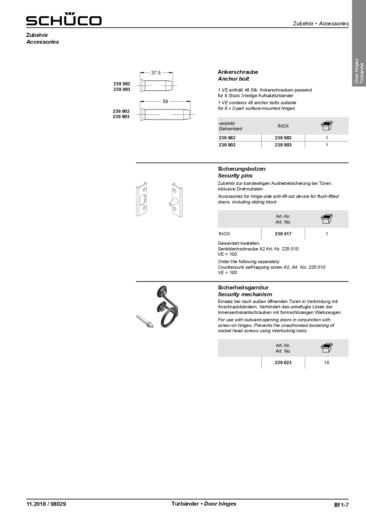 Schüco 239983 Ankerschraube 37,5 mm, Stückartikel