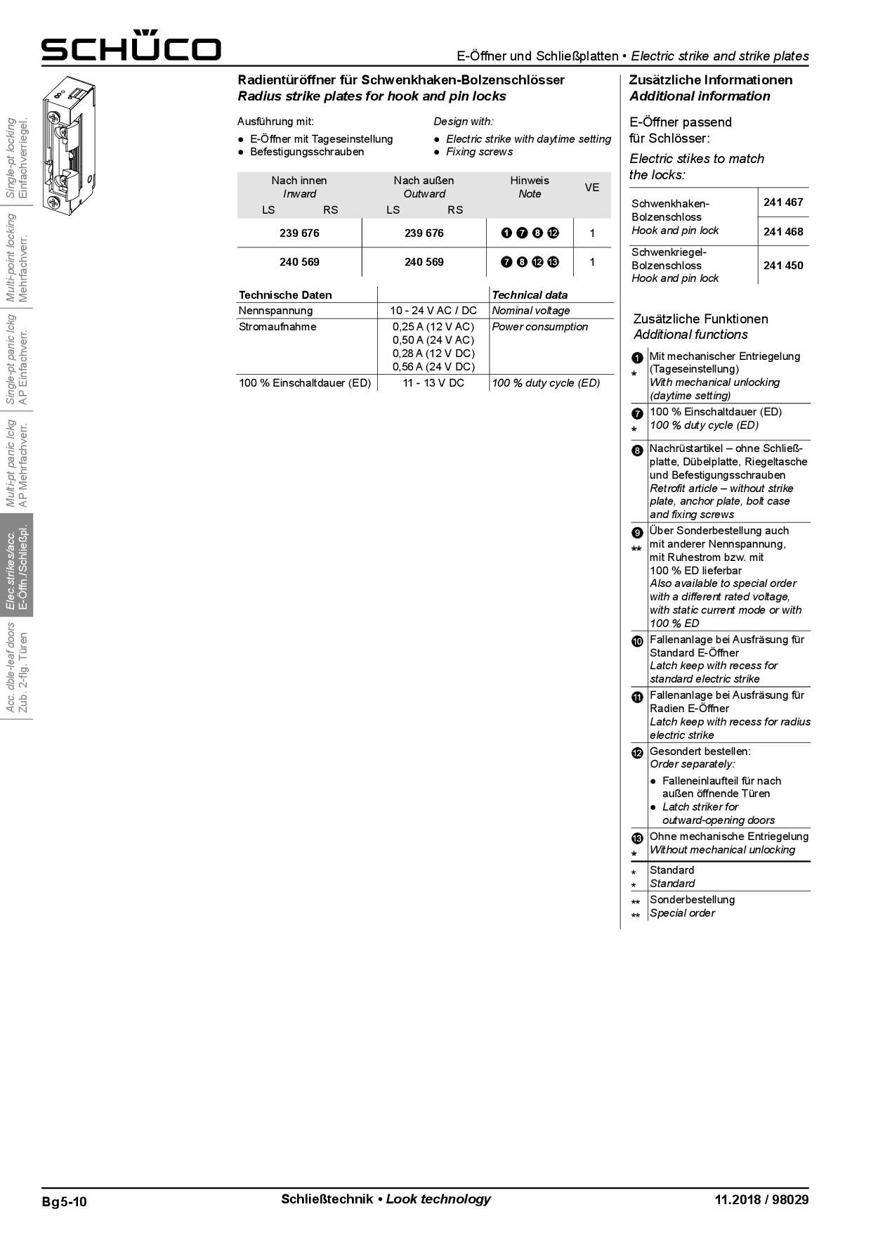 Schüco 240569 Radientüröffner für Schwenkhaken-Bolzenschloss