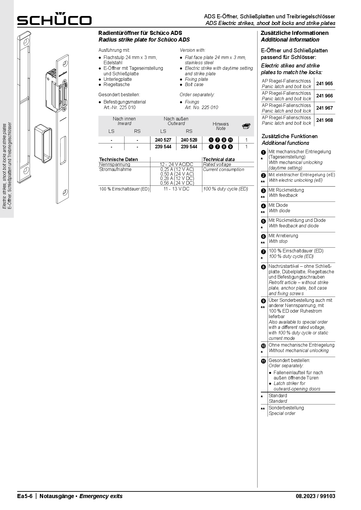 Schüco 240527 Radientüröffner DIN links, außen öffnend