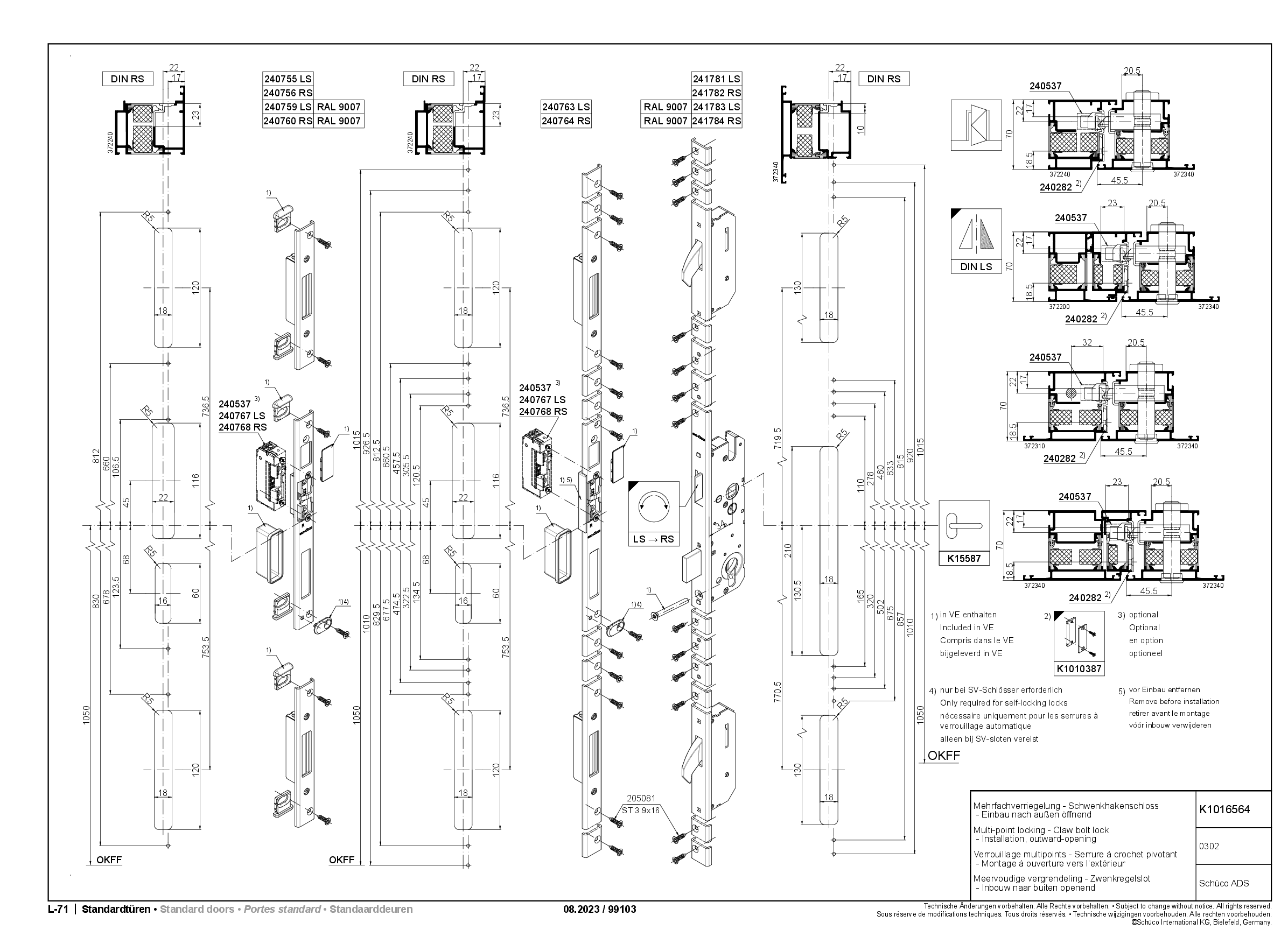 Schüco 240537 Radientüröffner für Schwenkhaken-Schloss (Vorgängerartikel 239527 + 239528)