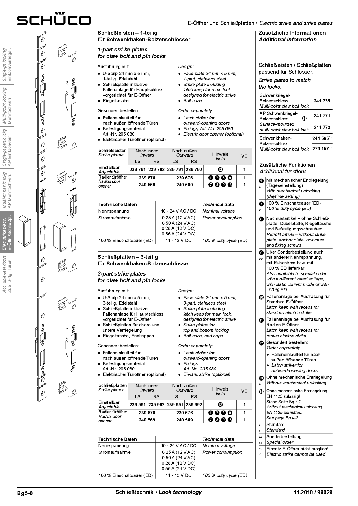 Schüco 239791 Schließleiste 1-tlg. passend zu Schwenkhaken-Bolzenschloss DIN links Schüco 239791 Schließleiste 1-tlg. passend zu Schwenkhaken-Bolzenschloss DIN links